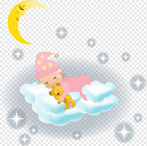 Ребенок спит на облаке