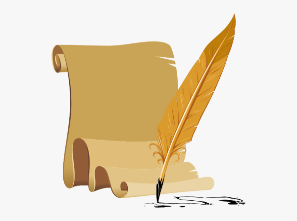 Лист с пером и чернильницей