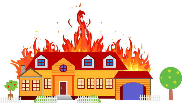 Горящий дом для детей