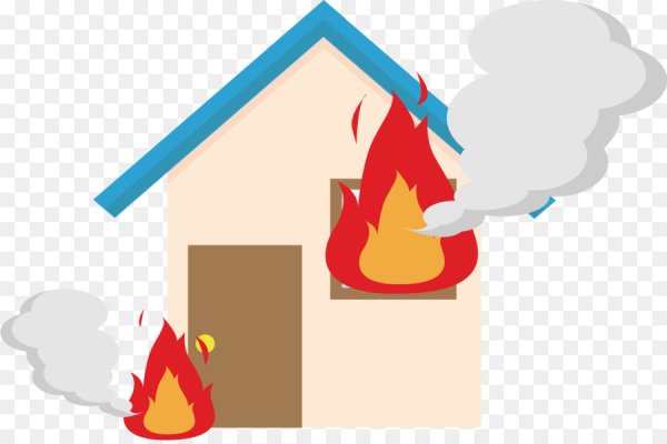 Горящий дом на прозрачном фоне