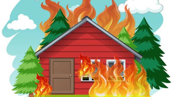 Горящий дом мультяшный