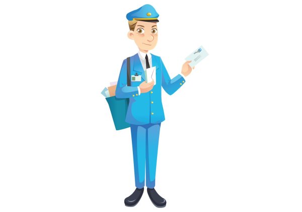 Почтальон на белом фоне