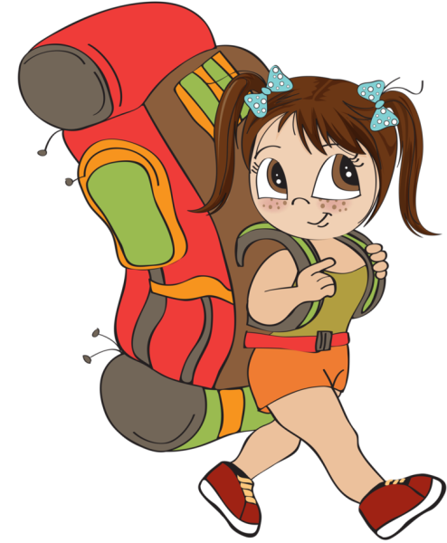 Мультяшные туристы с рюкзаками