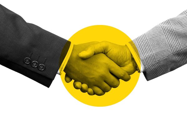 Рукопожатие на белом фоне