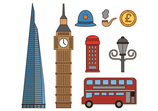 Англия Биг Бен в векторе