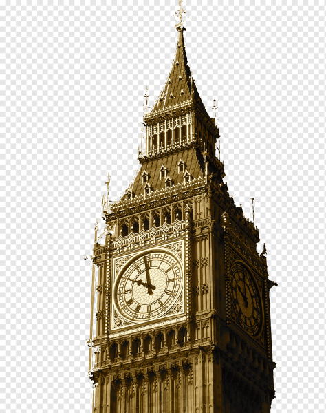 Башня с часами на белом фоне