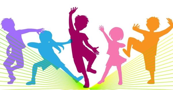 Силуэты детей цветные