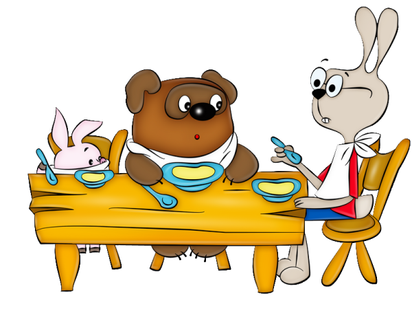 Мультяшные животные за столом