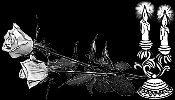 Свеча и розы на Гранитном памятнике