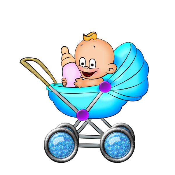 Малыш в коляске мультяшный