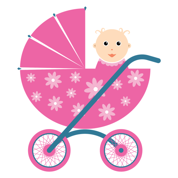 Детская коляска на белом фоне