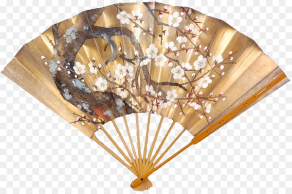 Китайский веер на прозрачном фоне