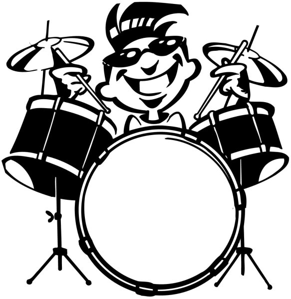 Силуэты музыкантов барабанщик