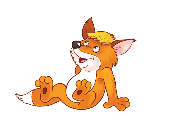 Лисенок на белом фоне мультяшный