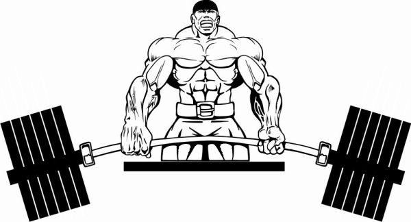 Мужик со штангой вектор