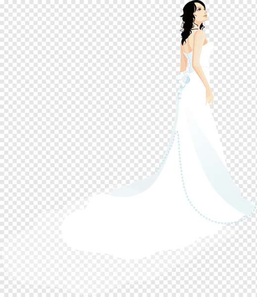 Девушка в свадебном платье векторный