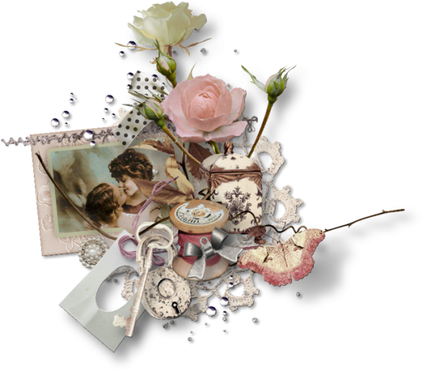 Винтажный декор на прозрачном фоне