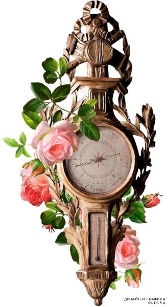 Старинные часы и цветы