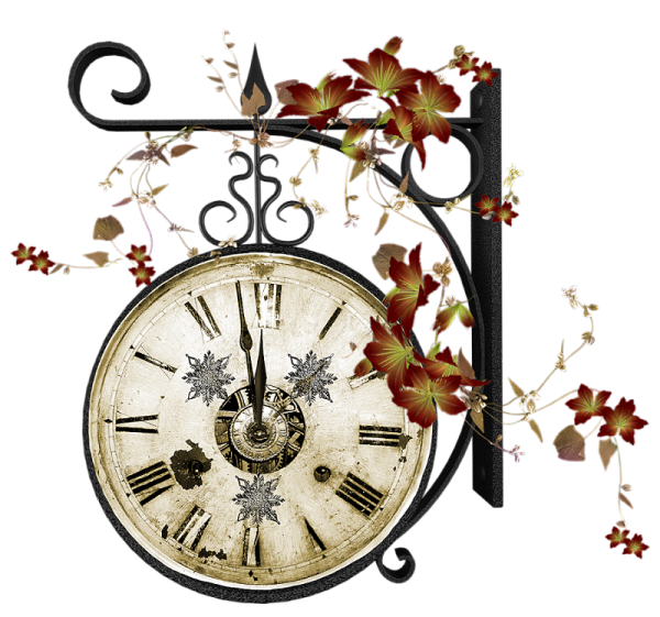 Винтажные часы на прозрачном фоне