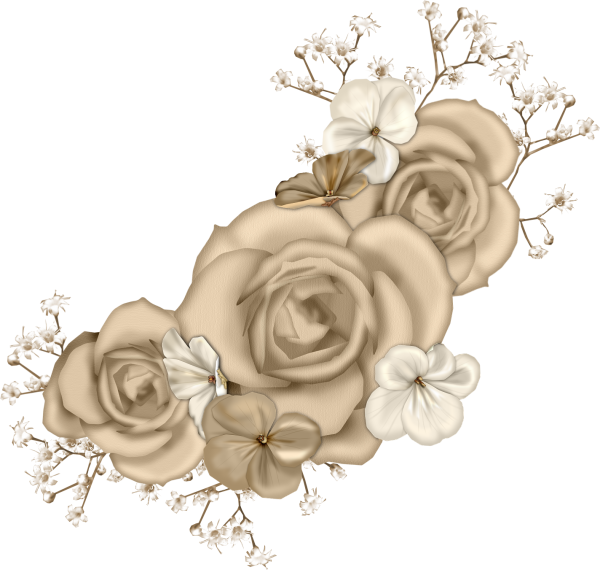 Бежевые цветы на прозрачном фоне