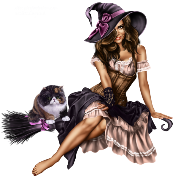 Ведьмочки на прозрачном фоне