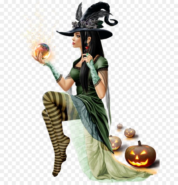 Колдунья на прозрачном фоне