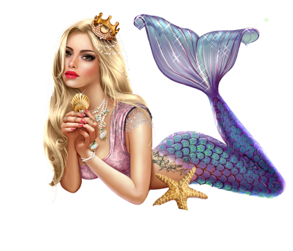 Русалка на белом фоне