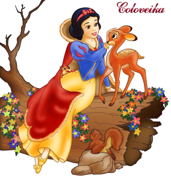 Белоснежка с животными из мультика