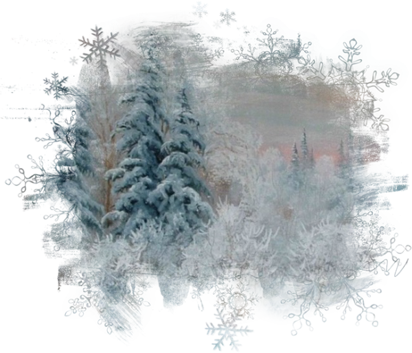 Новогодний лес акварель