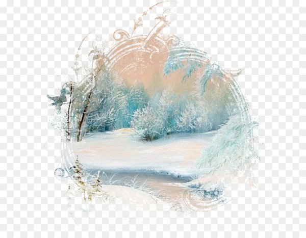 Зима акварель