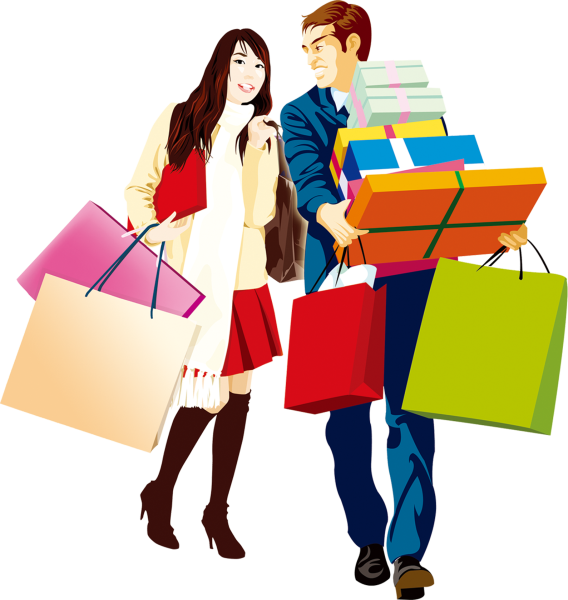 Мужчина и женщина с покупками