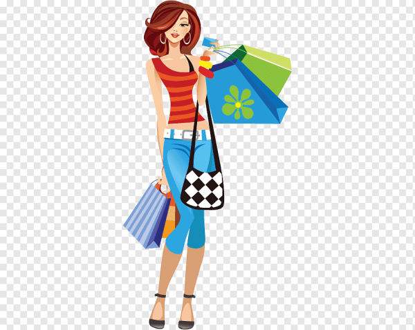 Женщина с покупками без фона