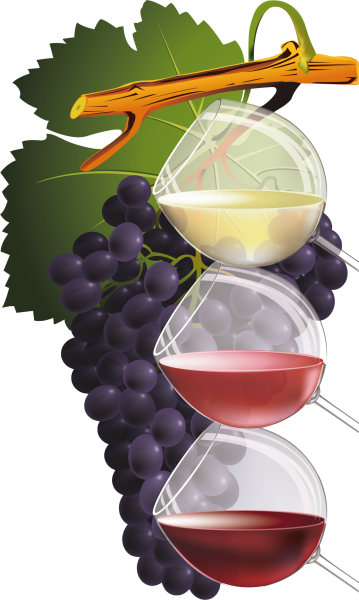 Вино с этикеткой виноград и бокалы