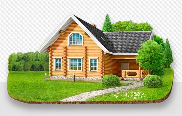 Деревянный дом на прозрачном фоне