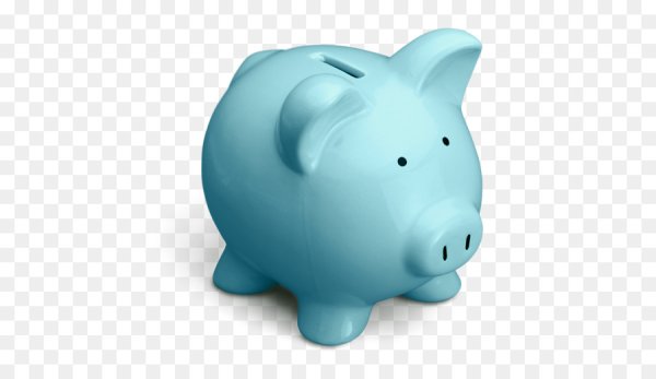 Свинья копилка на прозрачном фоне
