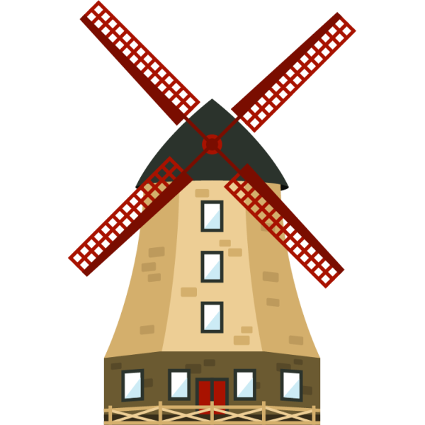 Мельница на белом фоне