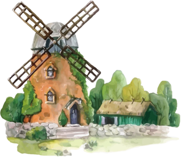 Мельница на прозрачном фоне