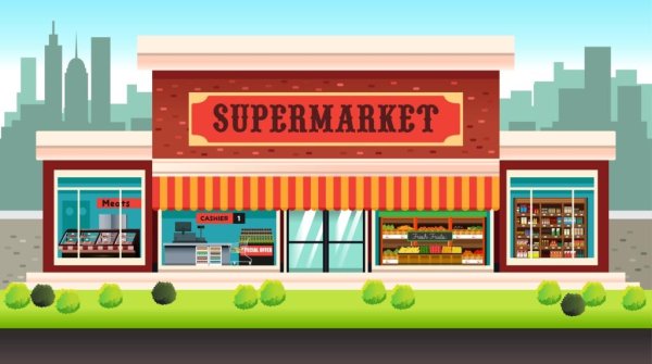 Продуктовый магазин мультяшный