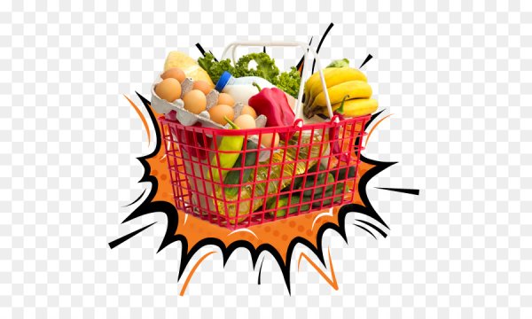 Векторная корзинка с продуктами