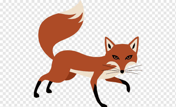 Лиса мультяшная на прозрачном фоне