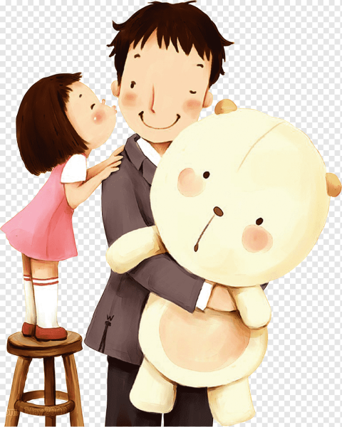 Мультяшный папа с дочкой