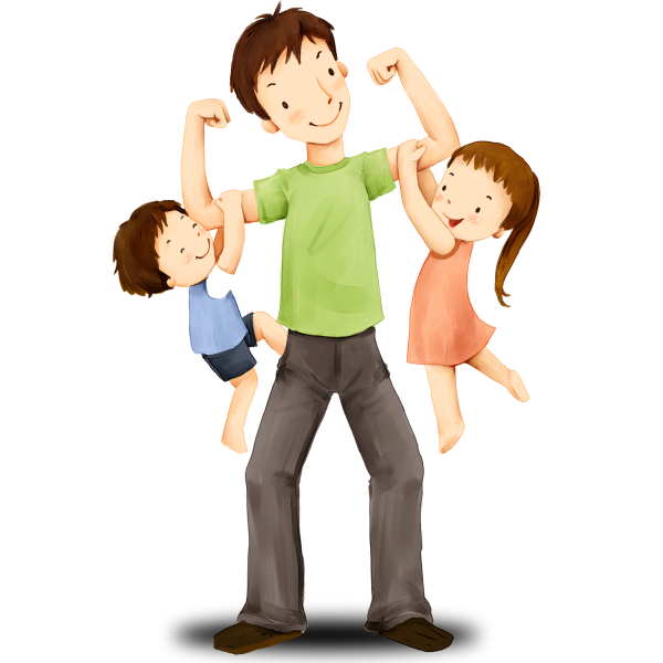 Папа с детьми картина