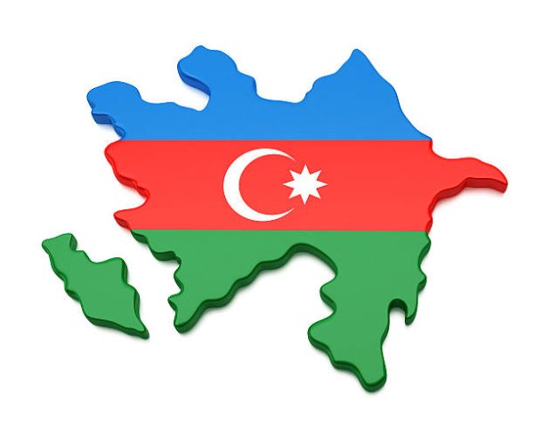 Карта Азербайджана с флагом