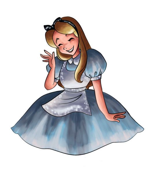 Алиса в стране чудес на белом фоне