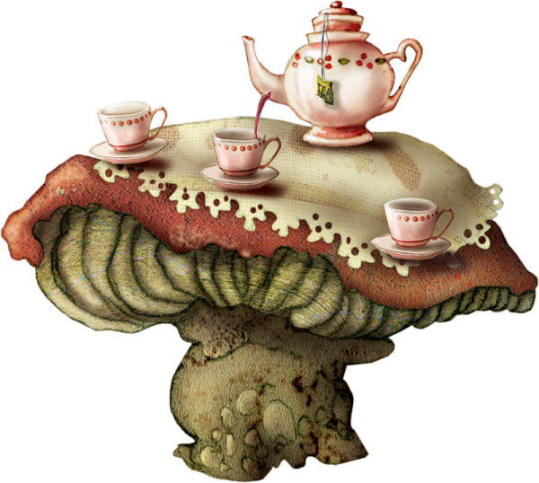Чаепитие на фоне иллюстрации