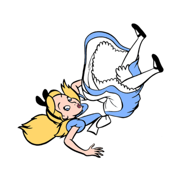 Алиса падает в кроличью нору Дисней