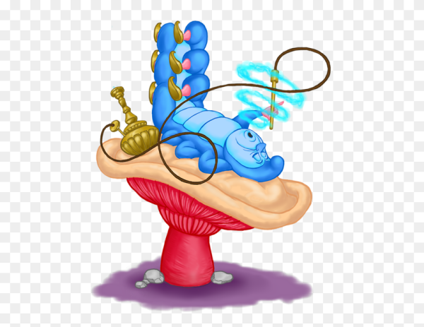 Гусеница на грибе из Алисы в стране чудес