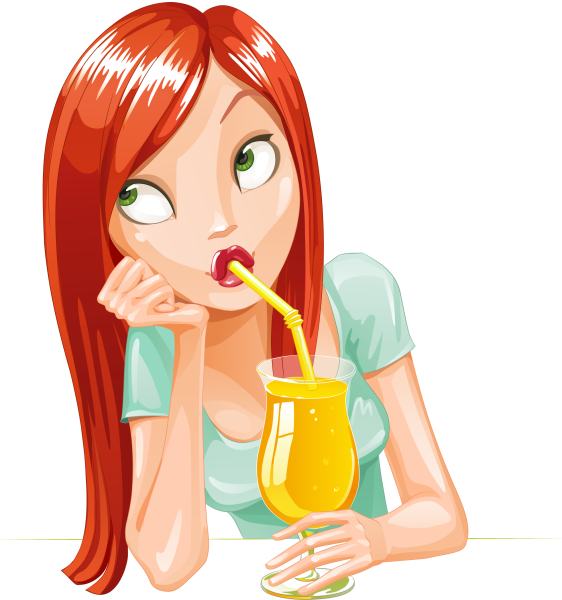 Задумчивая мультяшная девочка