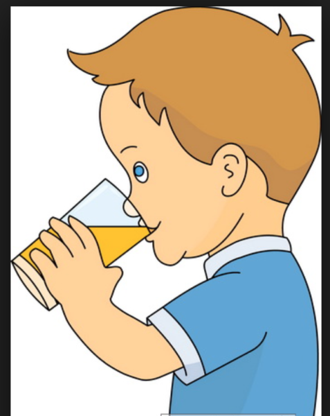 Мультяшка мальчик пьет сок