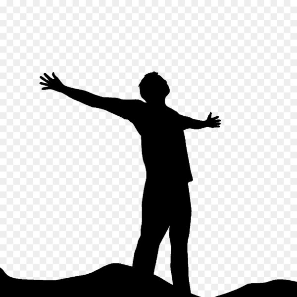 Силуэт человека с поднятыми руками